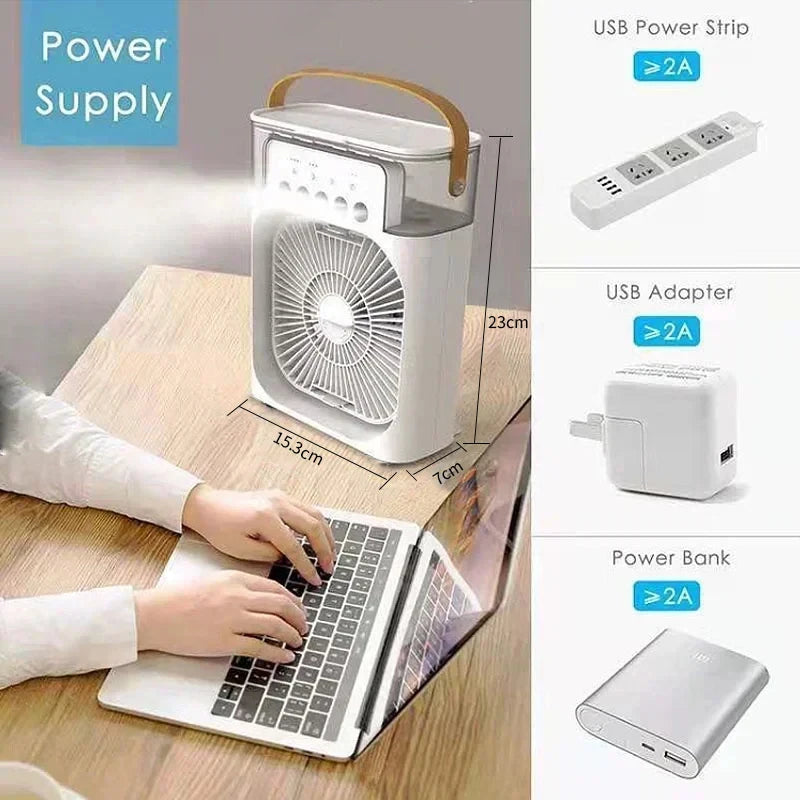 Ventilador 3 en 1, minienfriador de aire para el hogar